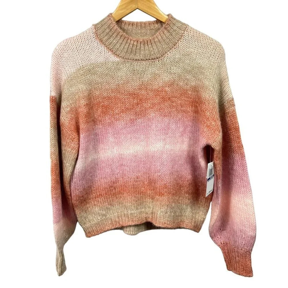 Ultra Flirt Ombre Mock Turtleneck Sweater Size M Ombre Sunrise Spacedye NWT FLAW